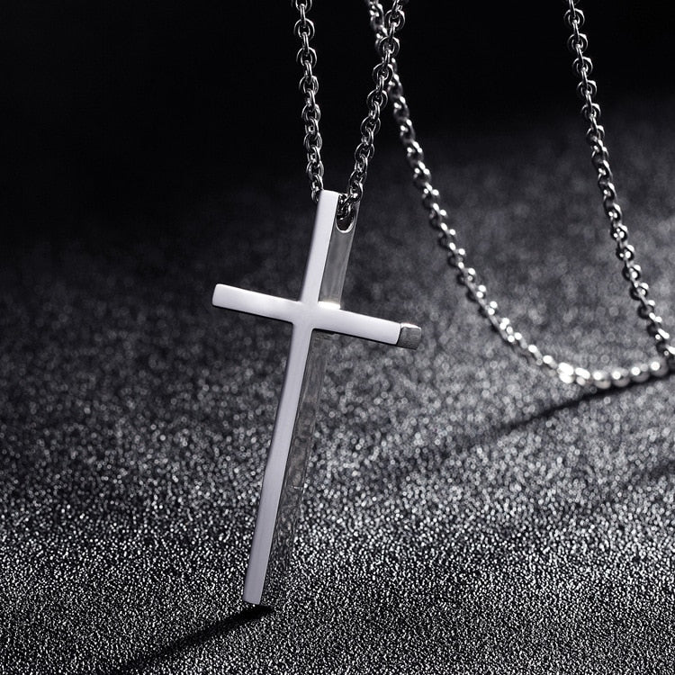 Stainless steel men's on sale crucifix cross necklace