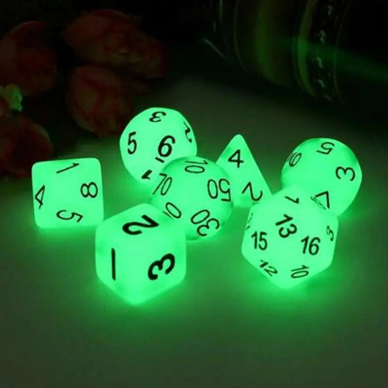 Fluorescent RPG Dice Set - Table Top Role Playing Game Dice Set - Glow In The Dark RPG Dice