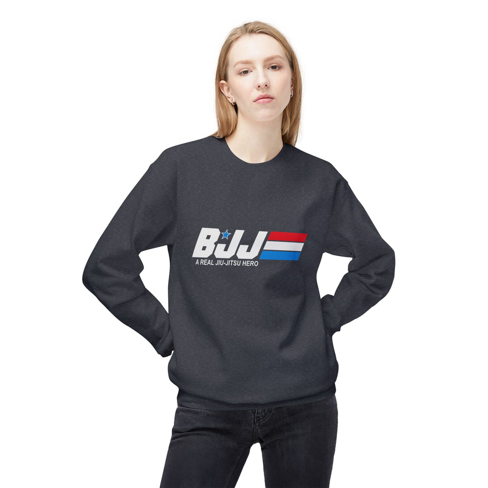 Brazilian Jiu Jitsu A Real Jiu-Jitsu Hero BJJ Unisex Midweight Softstyle Fleece Crewneck Sweatshirt