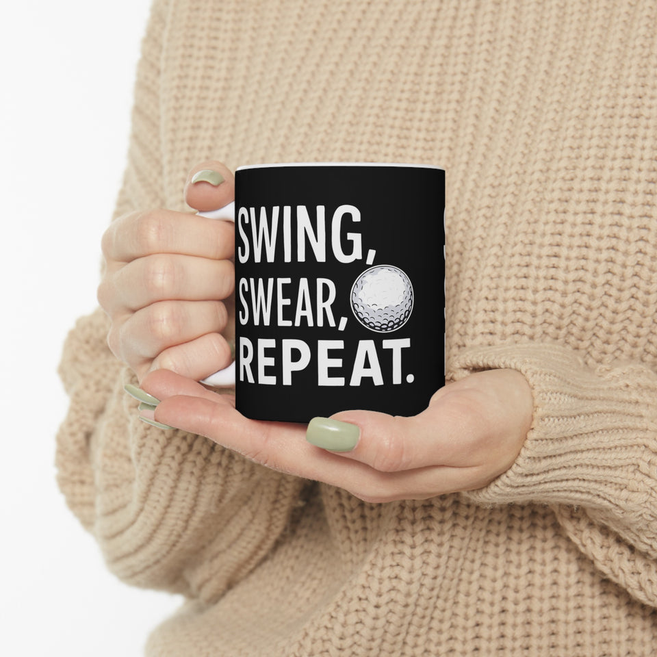 Golf Swing Swear Repeat Golf Mug | Golf Gift | Golf Coffee Mug | Golf Gift Ideas Mug 11oz