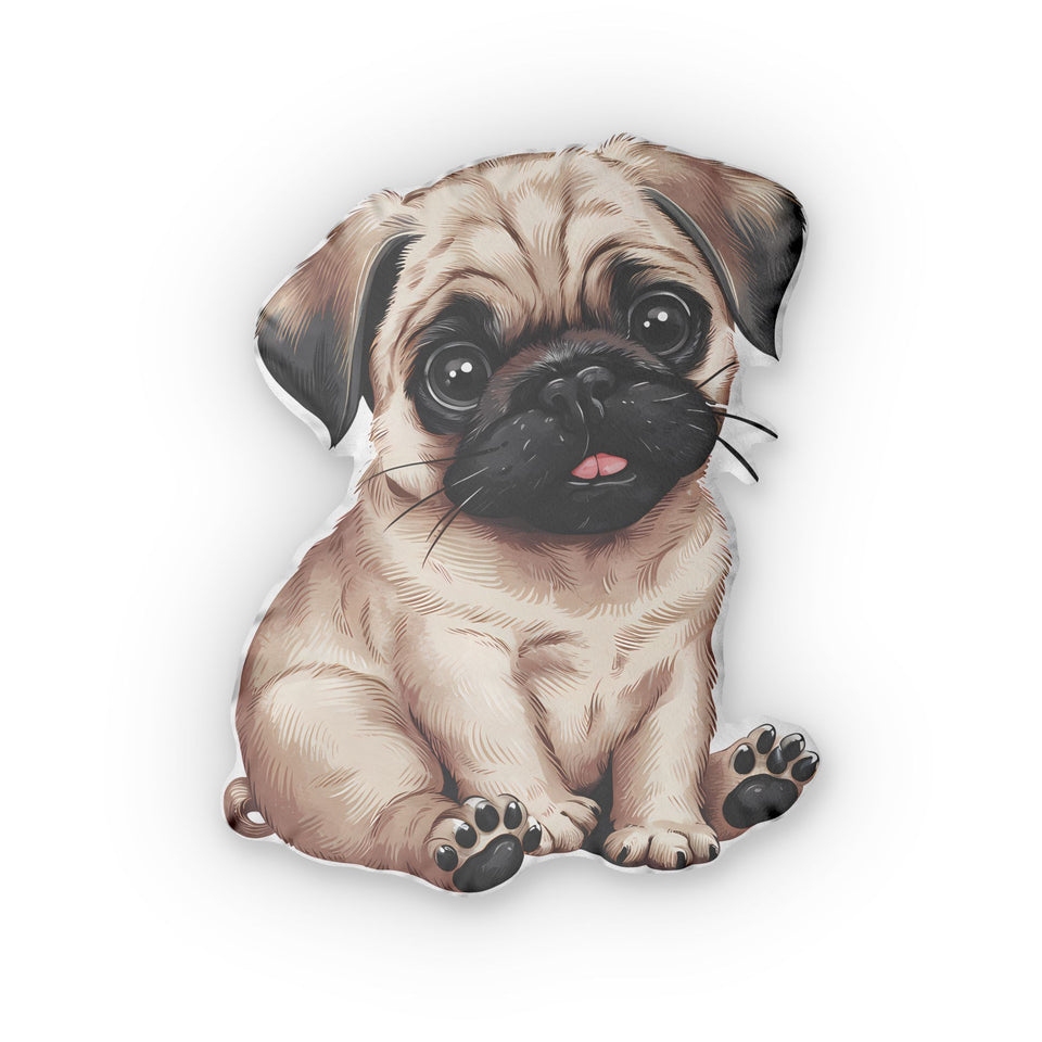 Cute Pug Custom Shaped Pillow | Pug Gift Pillow