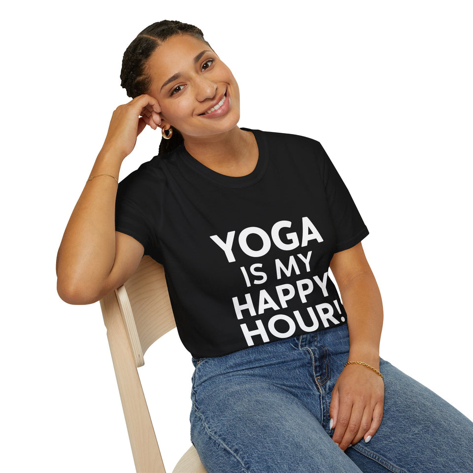 Yoga Is My Happy Hour Yoga Shirt | Yoga Gift | Unisex Yoga T Shirt