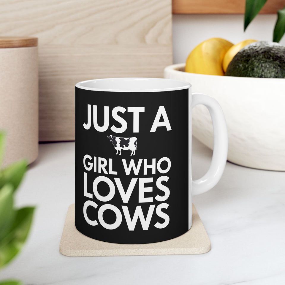 Just A Girl Who Loves Cows Mug | Cow Gifts | Adorable Cow Coffee Mug 11oz