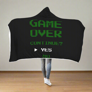 Game Over Continue Classic Retro Gaming Hooded Blanket Game Over Continue Classic Retro Gaming Hooded Blanket