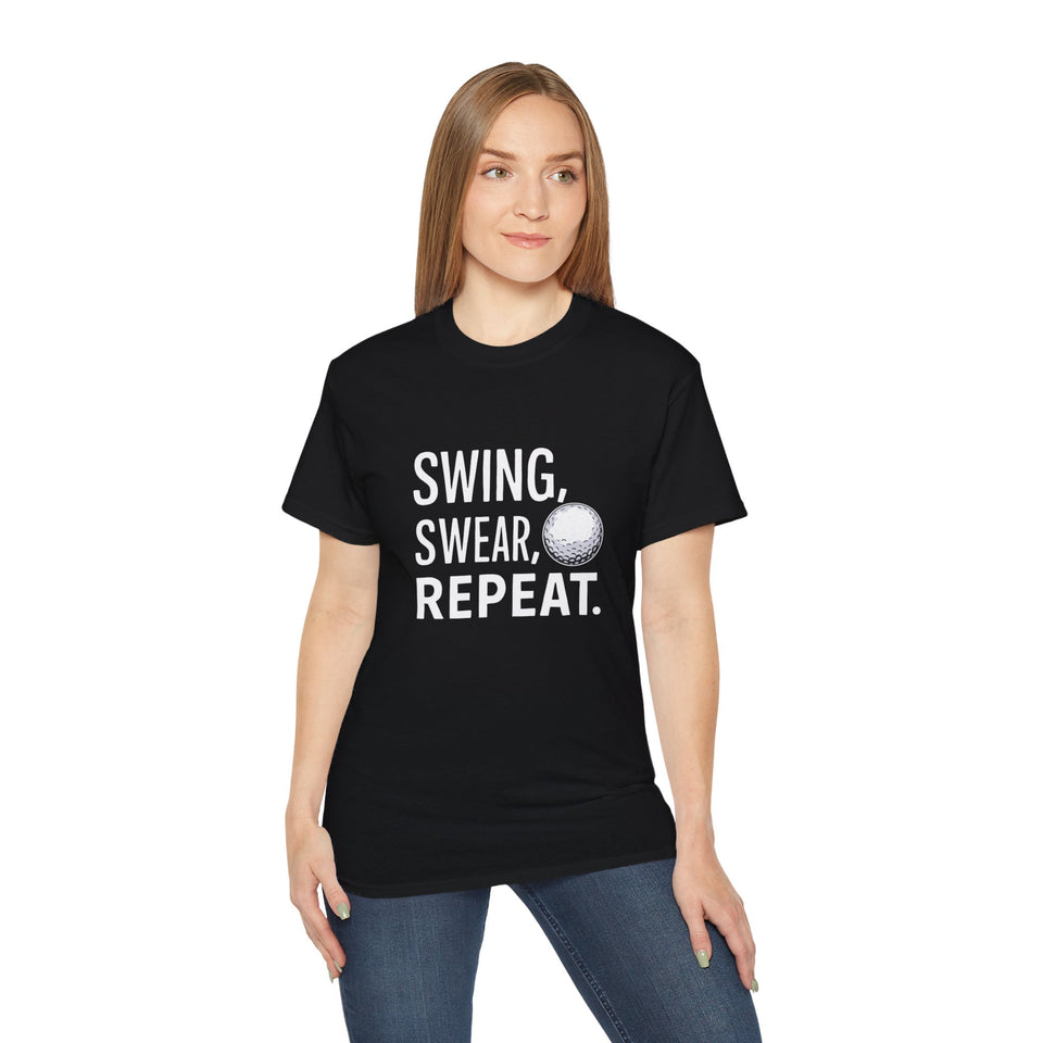 Golf Swing Swear Repeat Golf | Golf Gift | Golf Merchandise | Golf Gifts | Golf Presents Unisex T-Shirt