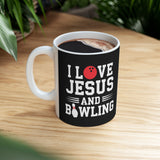 I Love Jesus And Bowling Ceramic Mug | Love Faith In Jesus Gifts (11oz) I Love Jesus And Bowling Ceramic Mug | Love Faith In Jesus Gifts (11oz)