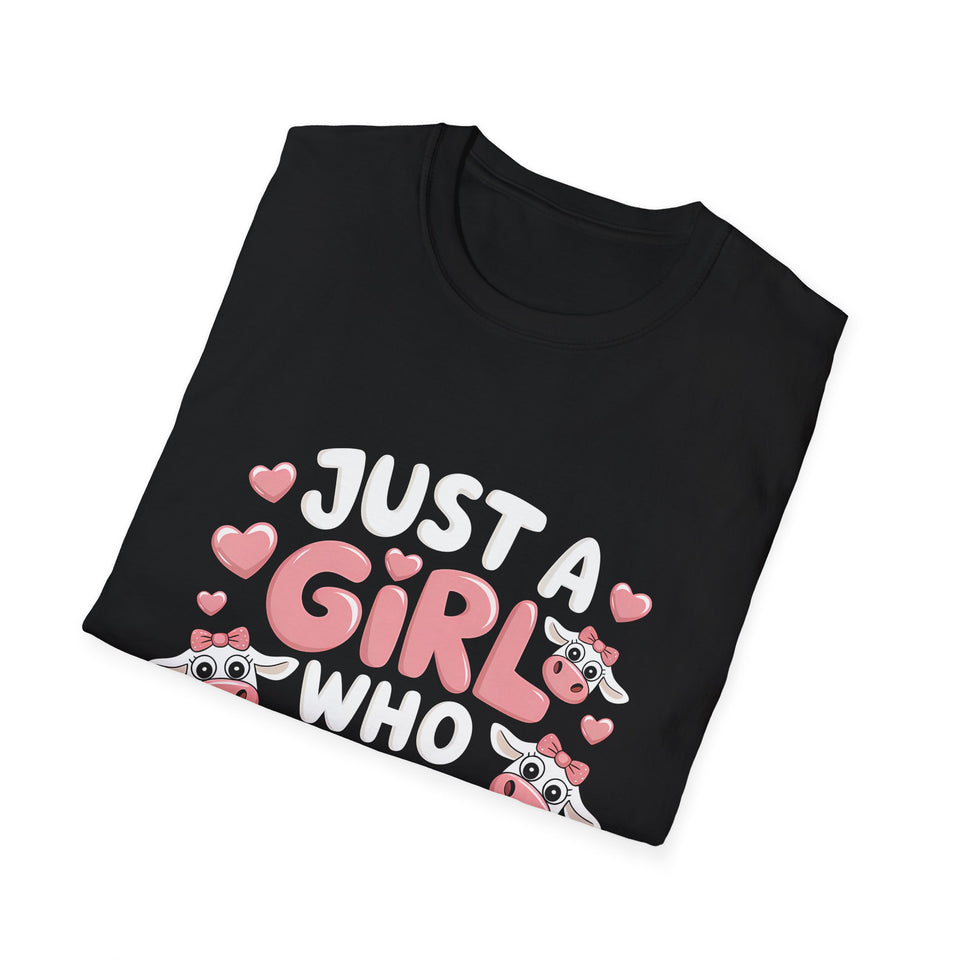 Just A Girl Who Loves Cows Shirt | Cow Lover Gifts | Cows Unisex T-Shirt