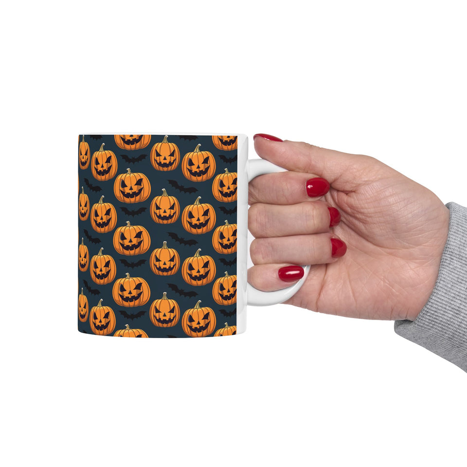 Spooky Halloween Pumpkin Bat Mug | Scary Halloween Gifts | Horror Coffee Mug 11oz