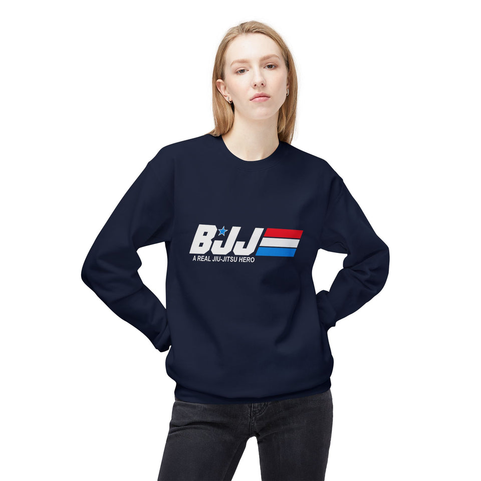 Brazilian Jiu Jitsu A Real Jiu-Jitsu Hero BJJ Unisex Midweight Softstyle Fleece Crewneck Sweatshirt