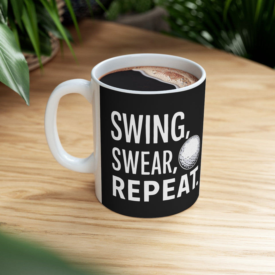 Golf Swing Swear Repeat Golf Mug | Golf Gift | Golf Coffee Mug | Golf Gift Ideas Mug 11oz