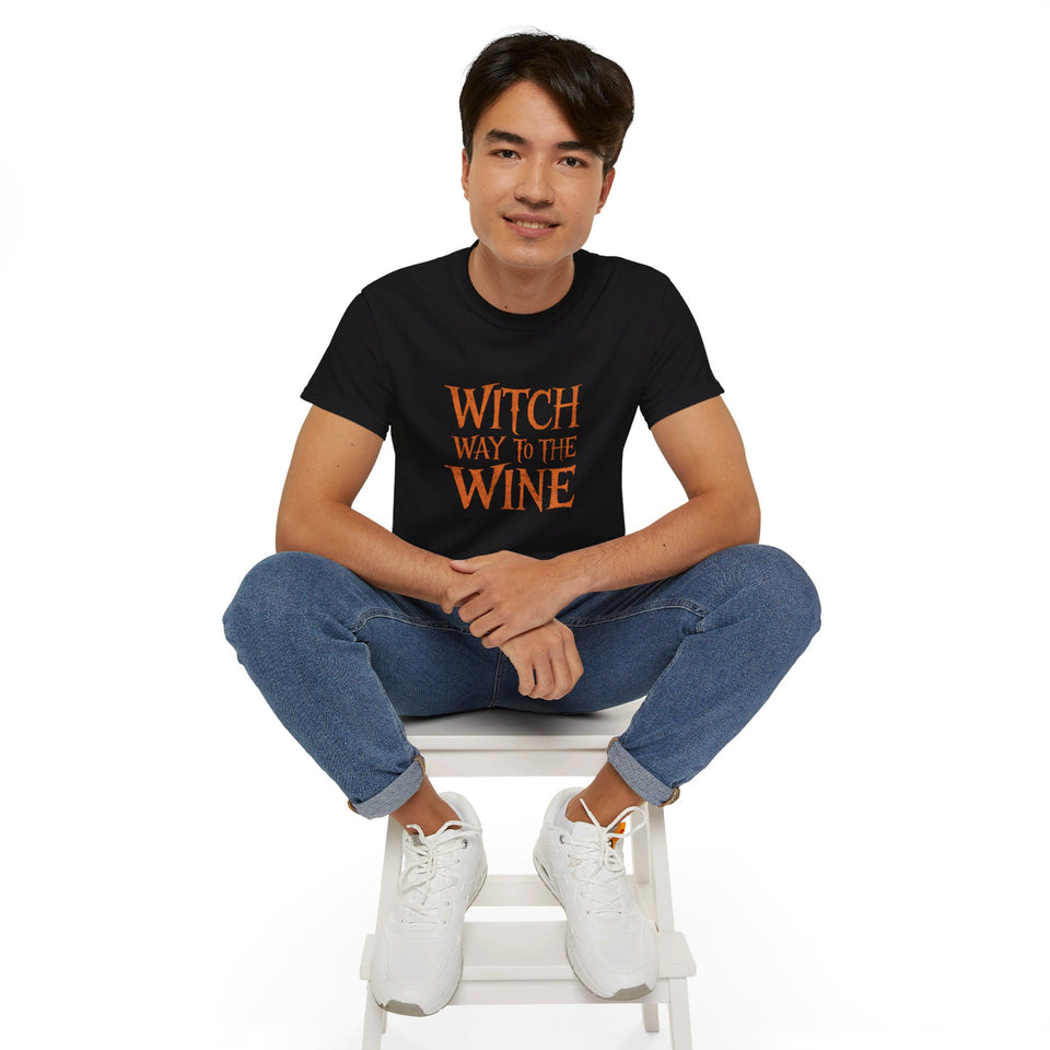 Witch Way To The Wine Halloween Costumes Shirt | Happy Halloween Gifts | Scary Halloween Merchandise | Spooky Halloween Unisex T-Shirt