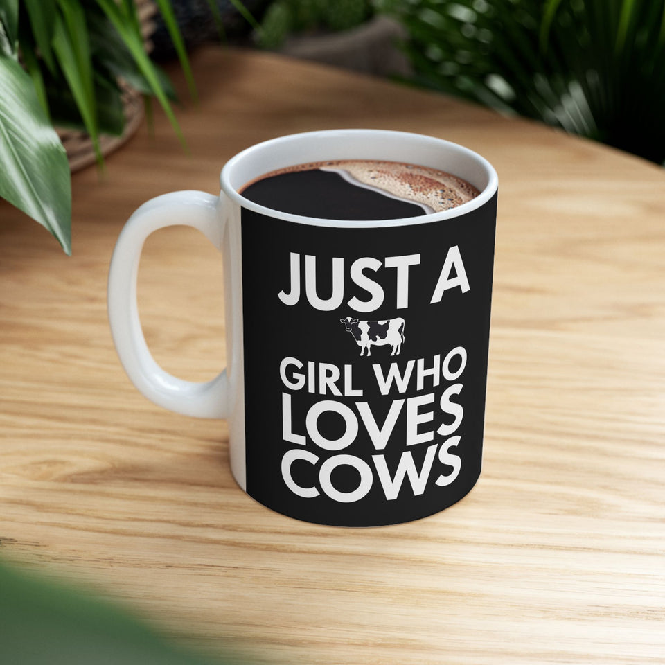 Just A Girl Who Loves Cows Mug | Cow Gifts | Adorable Cow Coffee Mug 11oz