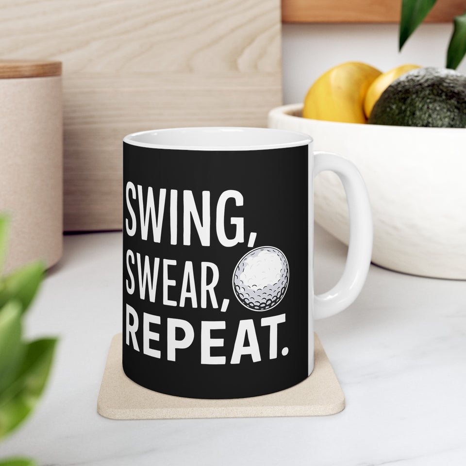 Golf Swing Swear Repeat Golf Mug | Golf Gift | Golf Coffee Mug | Golf Gift Ideas Mug 11oz