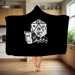 Raven Fantasy RPG Dice Hooded Blanket | Dungeon Master | Tabletop RPG | Tabletop Games | RPG Blanket | Role Playing Game Hooded Blanket