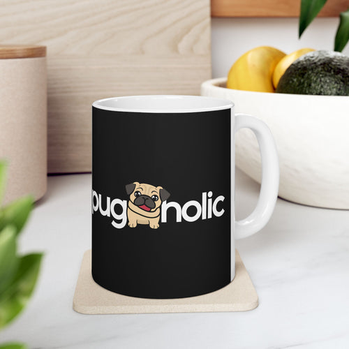 Puggaholic Pug Mug 2 | Pug Coffee Mug | Pug Dog Gifts | Pug Presents | Pug Mug 11oz
