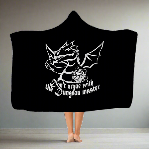 Don't Argue With The DM Fantasy RPG Dice Hooded Blanket | Dungeon Master | Tabletop RPG | Tabletop Games | RPG Blanket | Role Playing Game Hooded Blanket