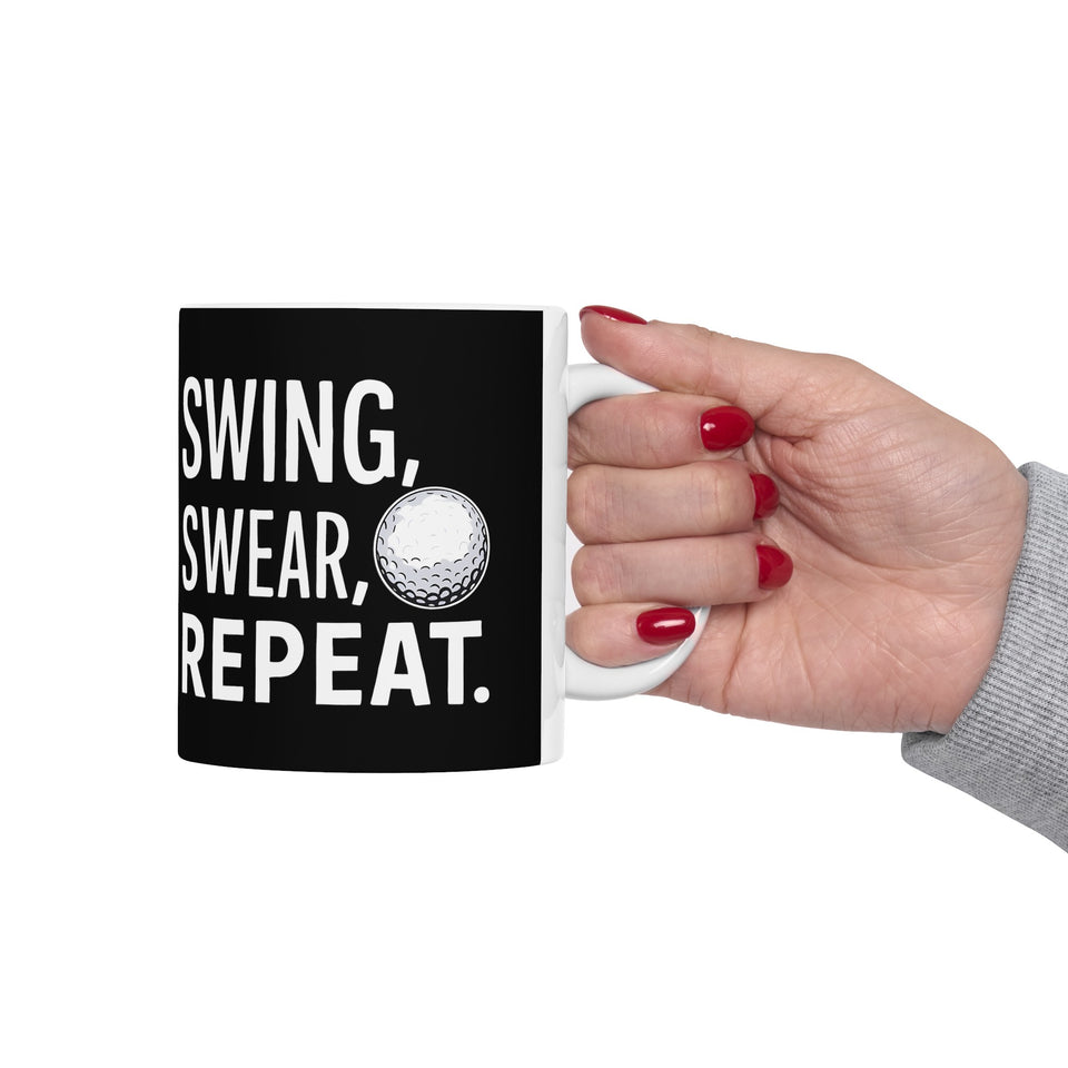 Golf Swing Swear Repeat Golf Mug | Golf Gift | Golf Coffee Mug | Golf Gift Ideas Mug 11oz