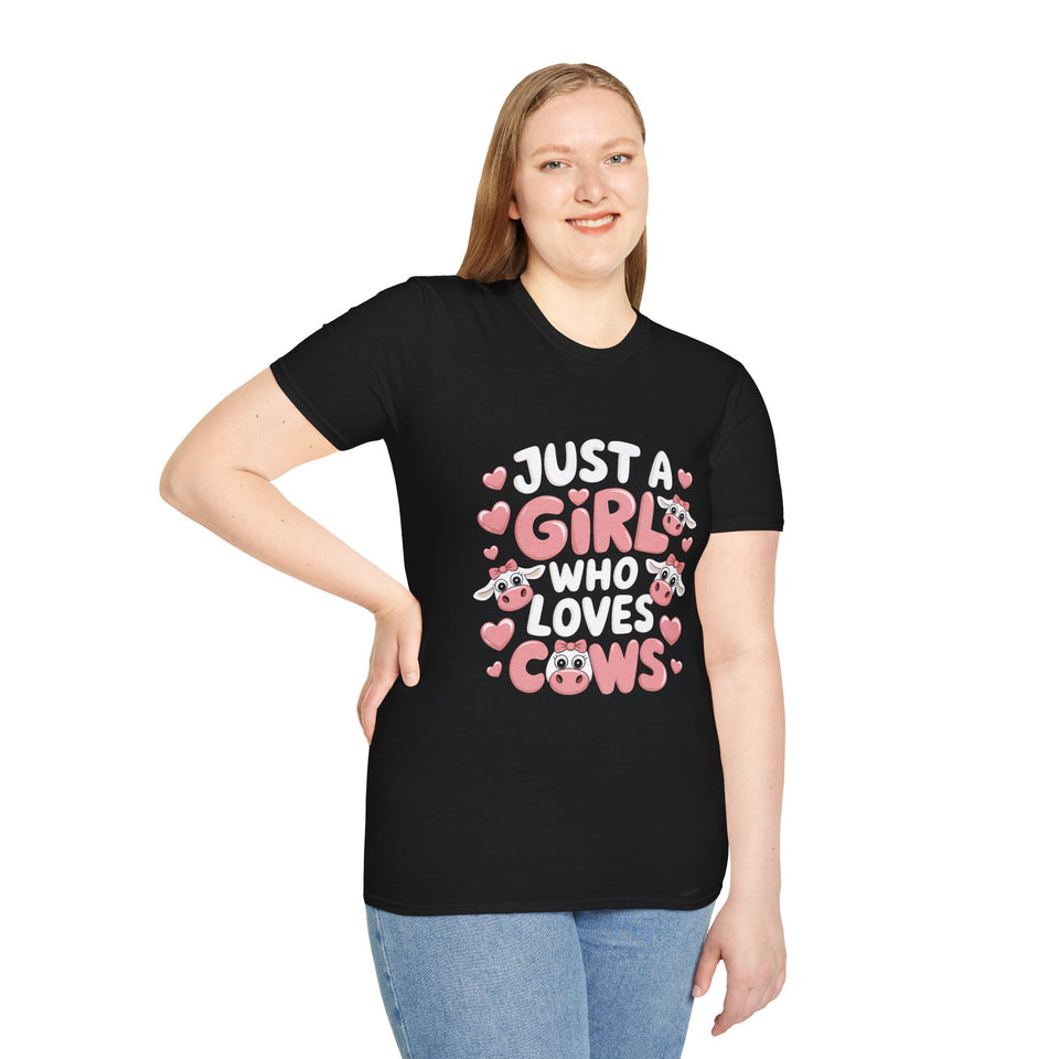 Just A Girl Who Loves Cows Shirt | Cow Lover Gifts | Cows Unisex T-Shirt