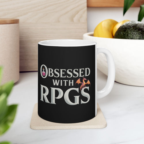 Obsessed With RPGs Ceramic Mug | Role Playing Game Gifts (11oz)