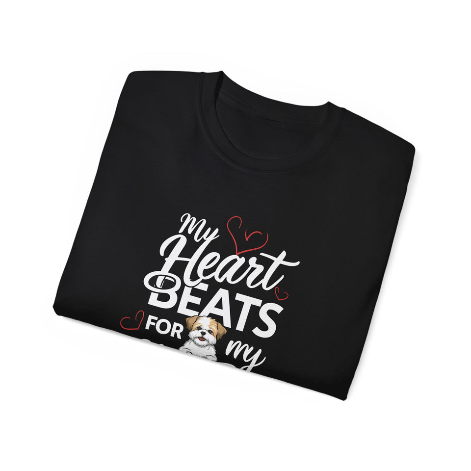 My Heart Beats For My Shih Tzu Shirt | Shih Tzu Gift | Shih Tzu Merchandise | Shih Tzu Gifts | Shih Tzu Presents Unisex T-Shirt