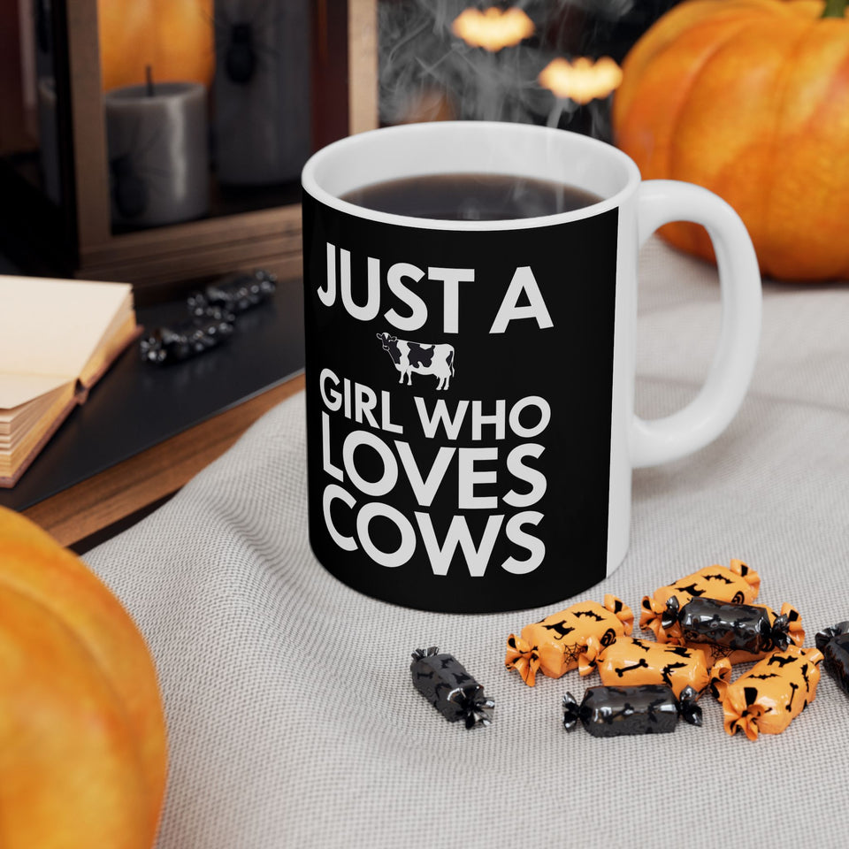 Just A Girl Who Loves Cows Mug | Cow Gifts | Adorable Cow Coffee Mug 11oz