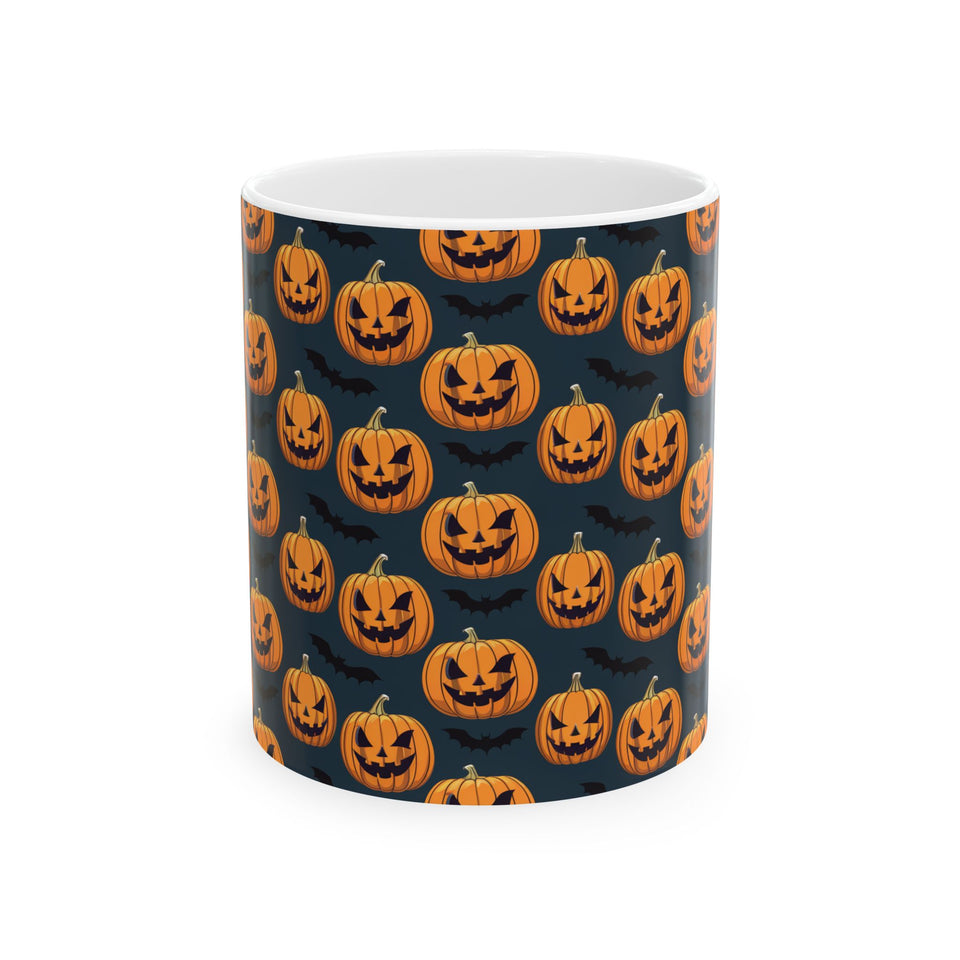 Spooky Halloween Pumpkin Bat Mug | Scary Halloween Gifts | Horror Coffee Mug 11oz