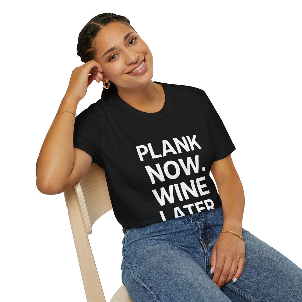 Plank Now Wine Later Yoga Shirt | Yoga Gift | Unisex Yoga T Shirt