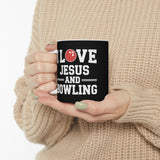 I Love Jesus And Bowling Ceramic Mug | Love Faith In Jesus Gifts (11oz) I Love Jesus And Bowling Ceramic Mug | Love Faith In Jesus Gifts (11oz)
