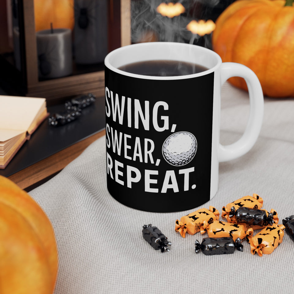 Golf Swing Swear Repeat Golf Mug | Golf Gift | Golf Coffee Mug | Golf Gift Ideas Mug 11oz