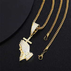 Cross Pray Hand Pendant Necklace | God Faith Jesus Necklace Cross Pray Hand Pendant Necklace | God Faith Jesus Necklace