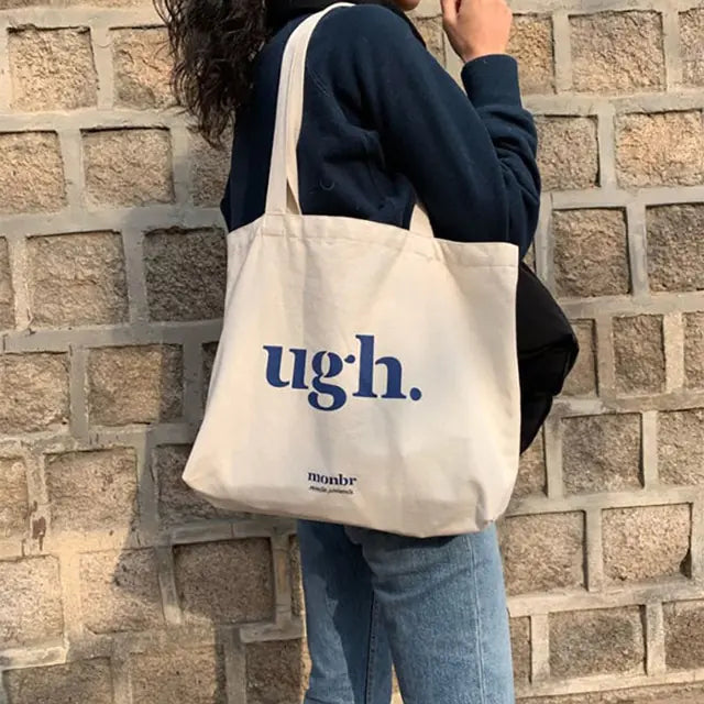 Canvas Letter Ugh Fashion Shoulder Tote Bag