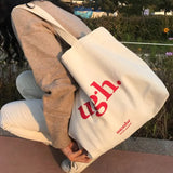 Canvas Letter Ugh Fashion Shoulder Tote Bag Canvas Letter Ugh Fashion Shoulder Tote Bag