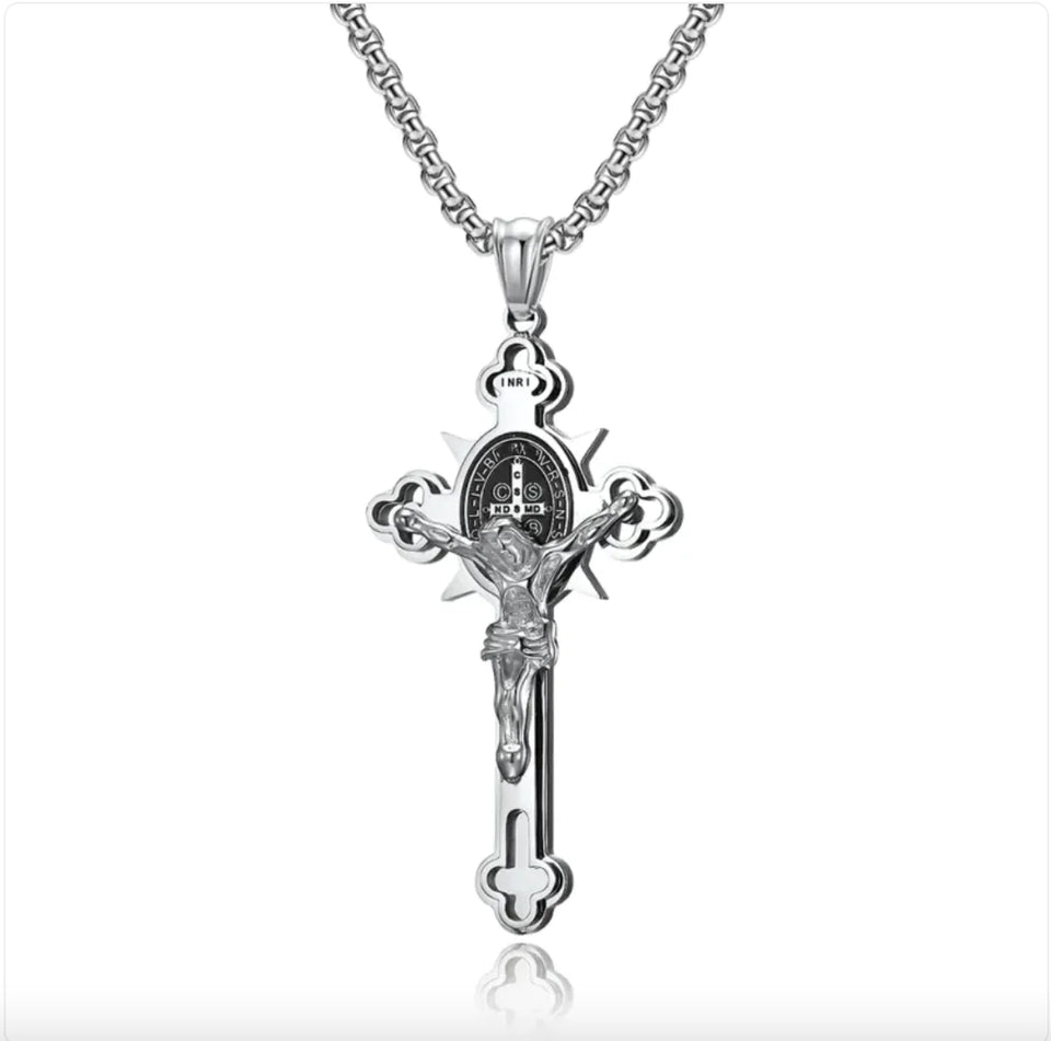 Gothic Stainless Steel Faith Jesus Cross Necklace