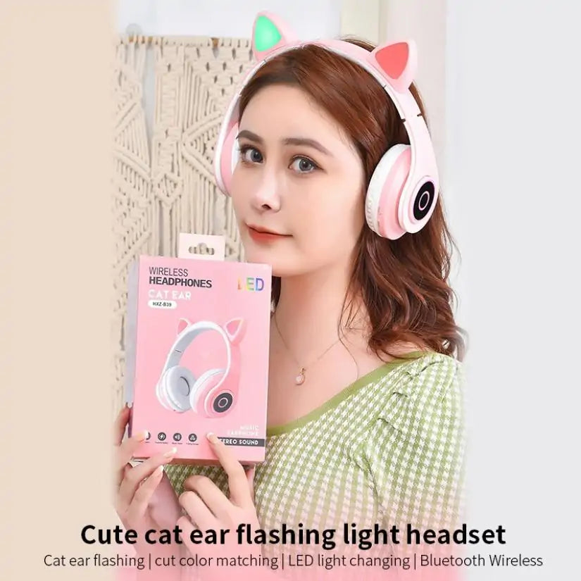 LED Cat Ears Bluetooth 5.0 Headphones | Noise Cancelling Headphones