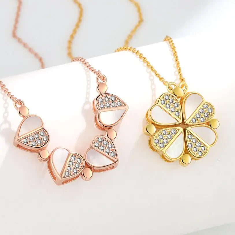 Four Leaf Clover Heart Shape Necklace