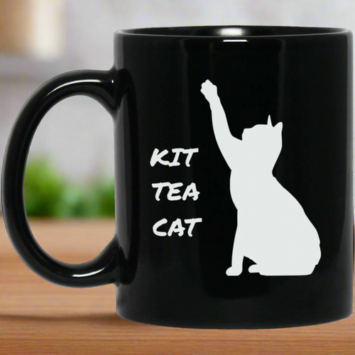 Kit Tea Cat 11 oz. Black Mug