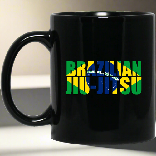 Brazilian Jiu Jitsu Flag BJJ 11 oz. Black Mug