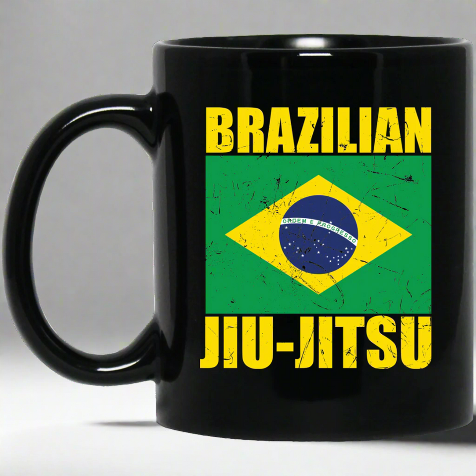 Brazilian Jiu Jitsu Flag BJJ 11 oz. Black Mug