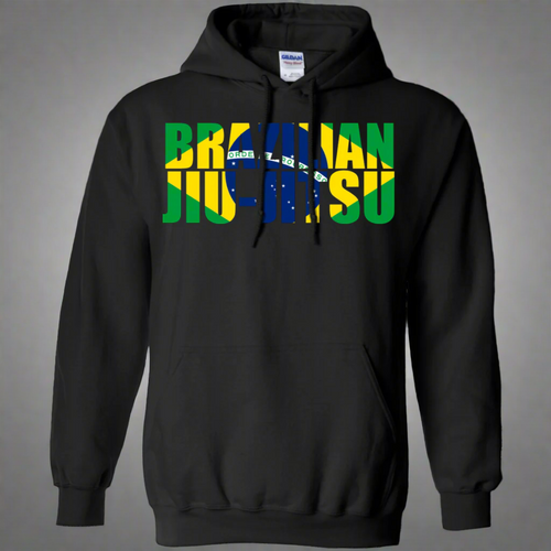 Brazilian Jiu Jitsu Flag 3 BJJ Pullover Hoodie 8 oz.