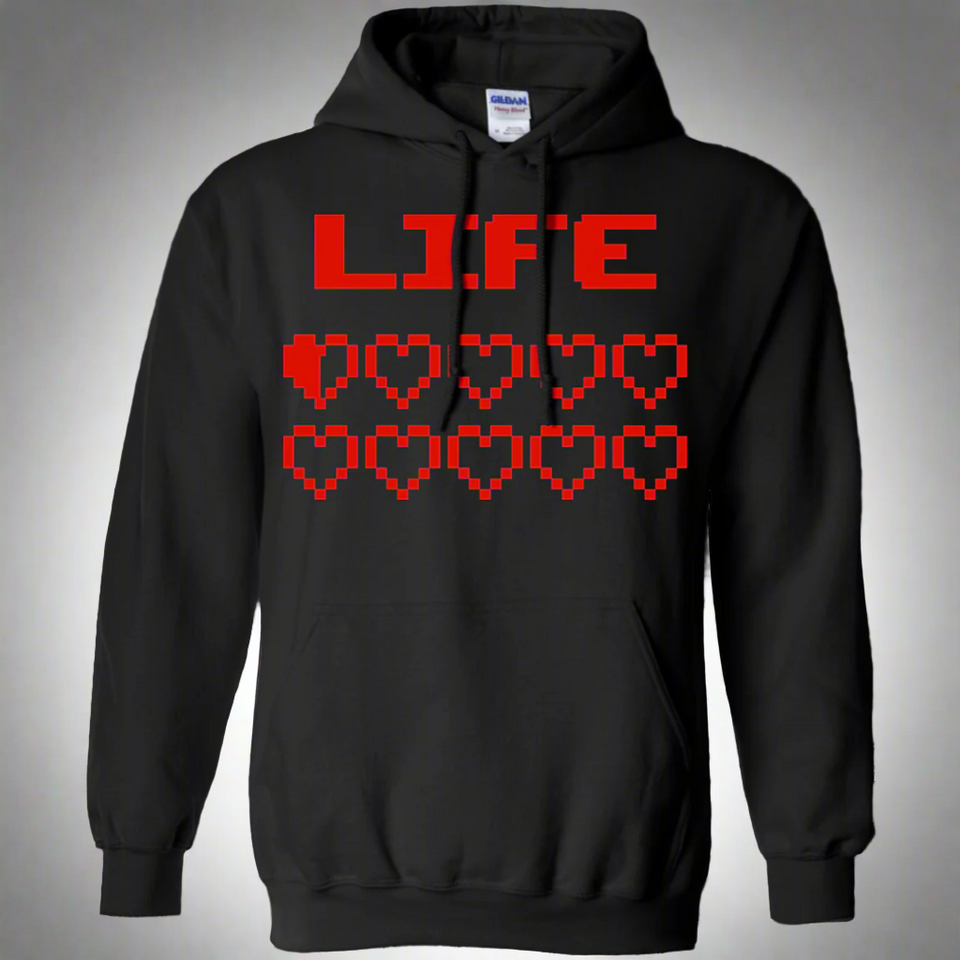 Game Hearts Health Bar - Video Gaming Pullover Hoodie 8 oz.