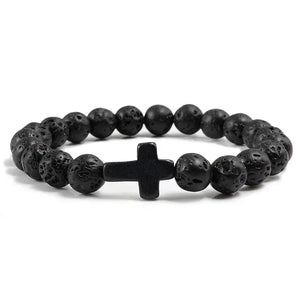 Religious Jesus Cross Bracelet | Lava Stone Christianity Cross Bracelet Religious Jesus Cross Bracelet | Lava Stone Christianity Cross Bracelet