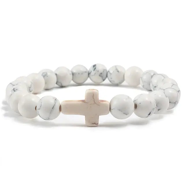 Religious Jesus Cross Bracelet | Lava Stone Christianity Cross Bracelet