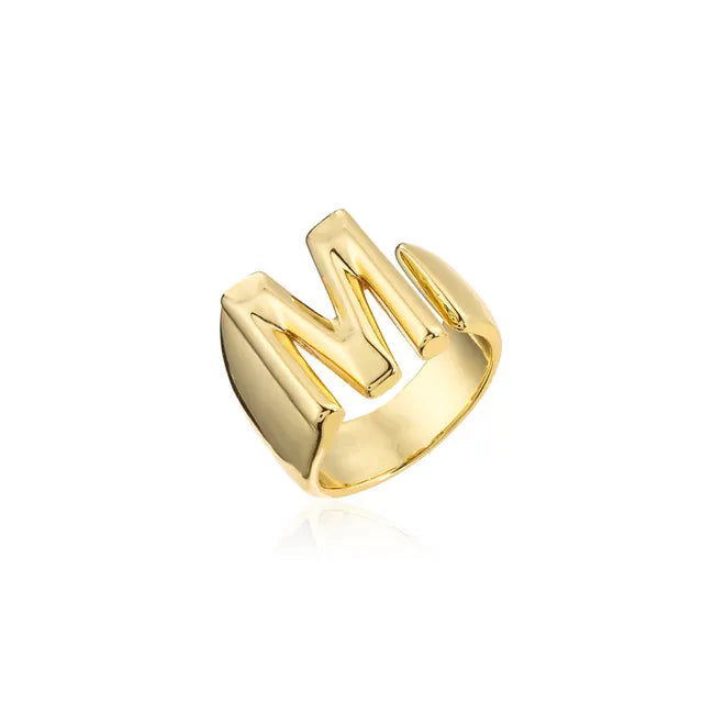Adjustable Gold Alphabet Ring