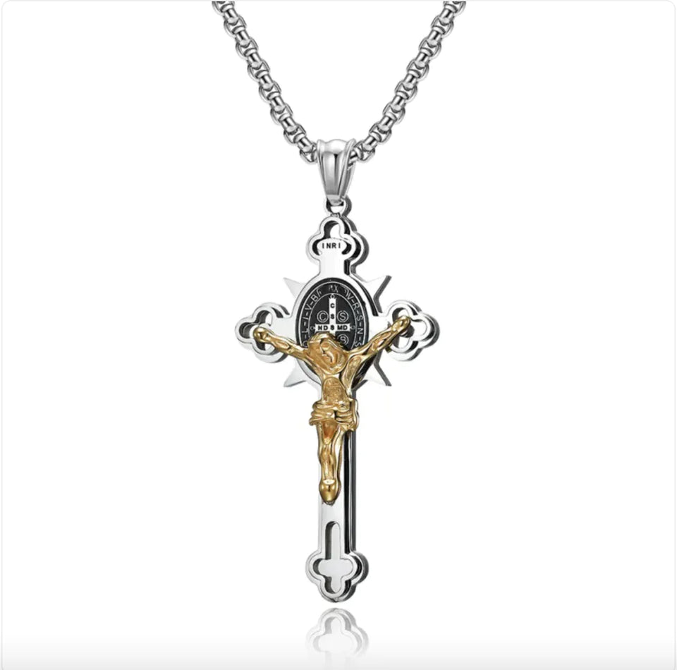 Gothic Stainless Steel Faith Jesus Cross Necklace