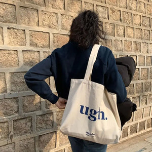 Canvas Letter Ugh Fashion Shoulder Tote Bag Canvas Letter Ugh Fashion Shoulder Tote Bag