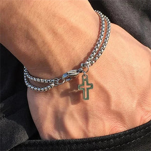 Hollow Double Chain Cross Pendant for Men Hollow Double Chain Cross Pendant for Men