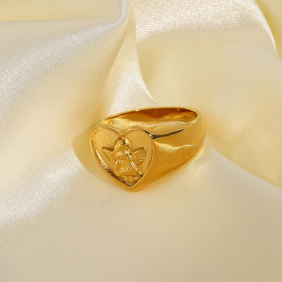 Heart-Shaped Angel Rings for Women