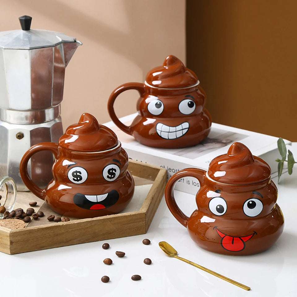 Poop Emoji Ceramic Mug 500ml Creative Coffee Cup | Funny Prank Drinkware Mug for Birthday Christmas Gift Mug