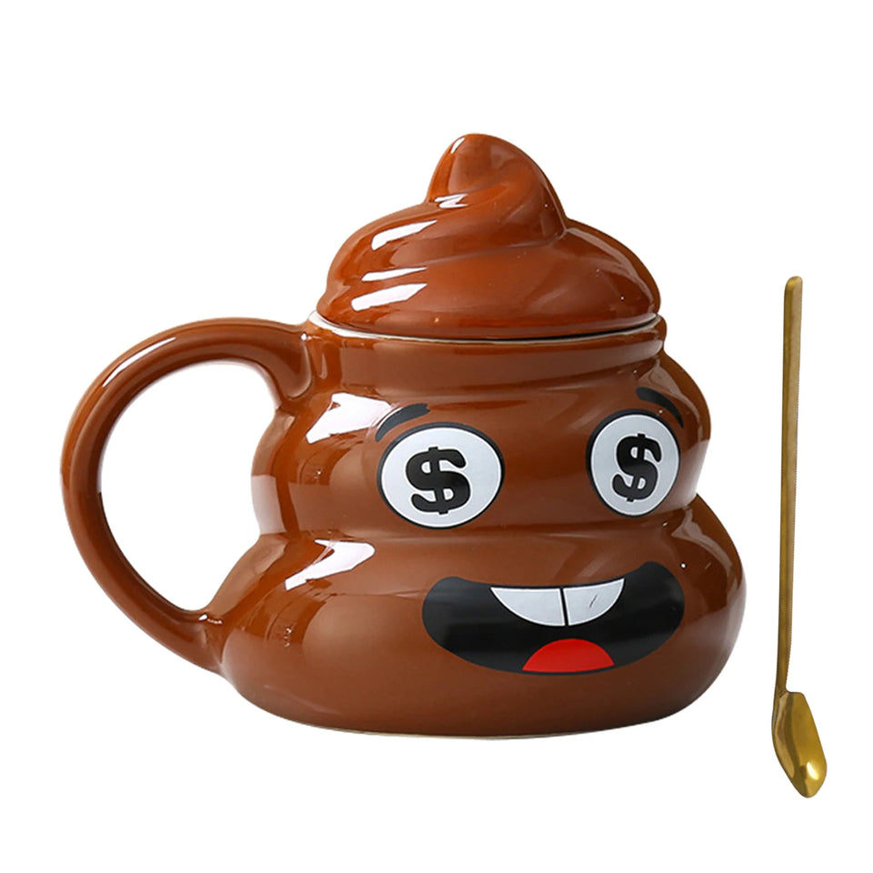 Poop Emoji Ceramic Mug 500ml Creative Coffee Cup | Funny Prank Drinkware Mug for Birthday Christmas Gift Mug