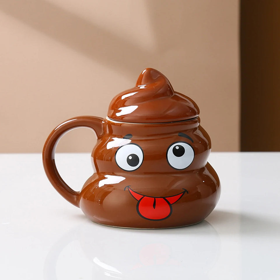 Poop Emoji Ceramic Mug 500ml Creative Coffee Cup | Funny Prank Drinkware Mug for Birthday Christmas Gift Mug